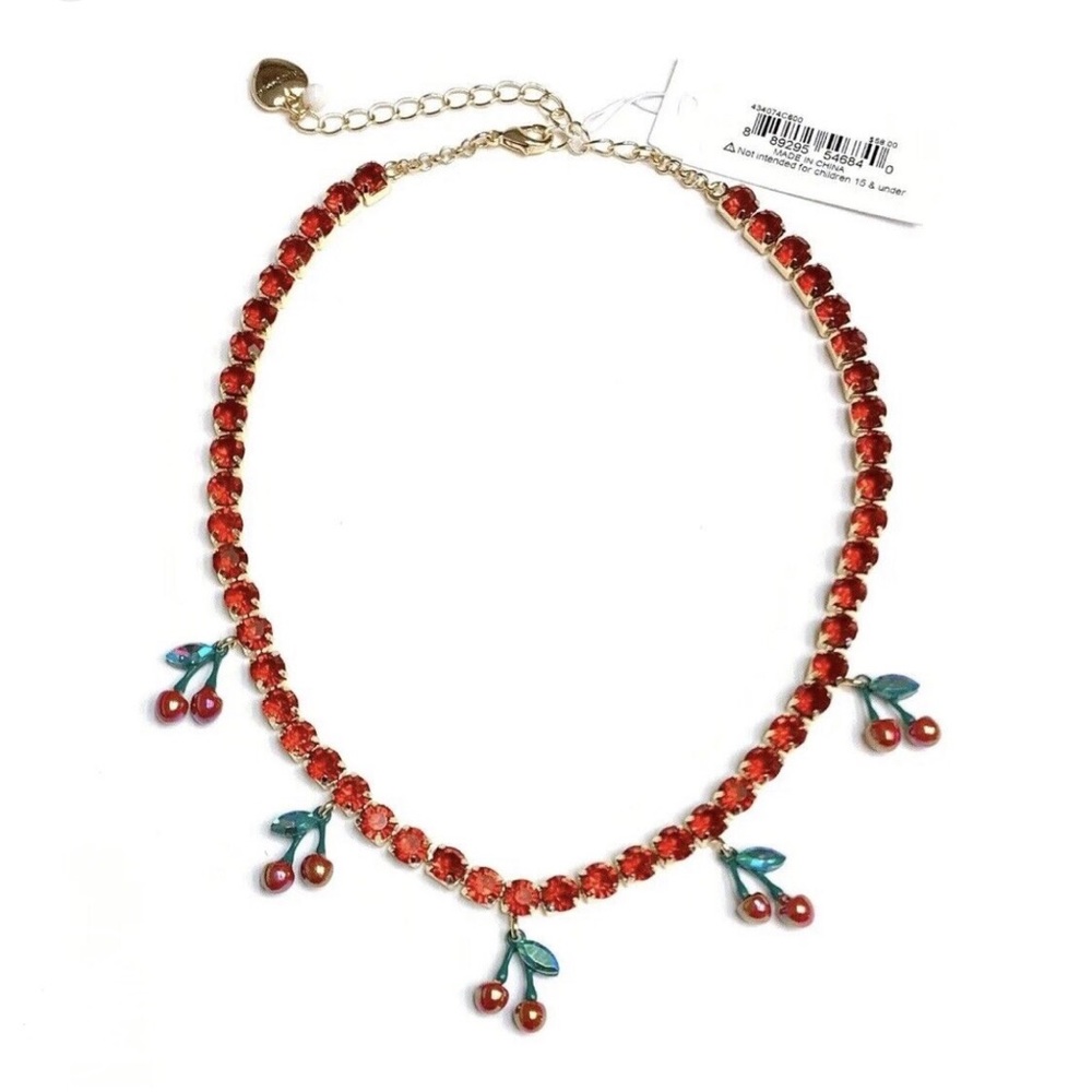 New Betsey Johnson BABYCAKES CHERRY TENNIS NECKLACE RED BRAND NEW WITH TAGS